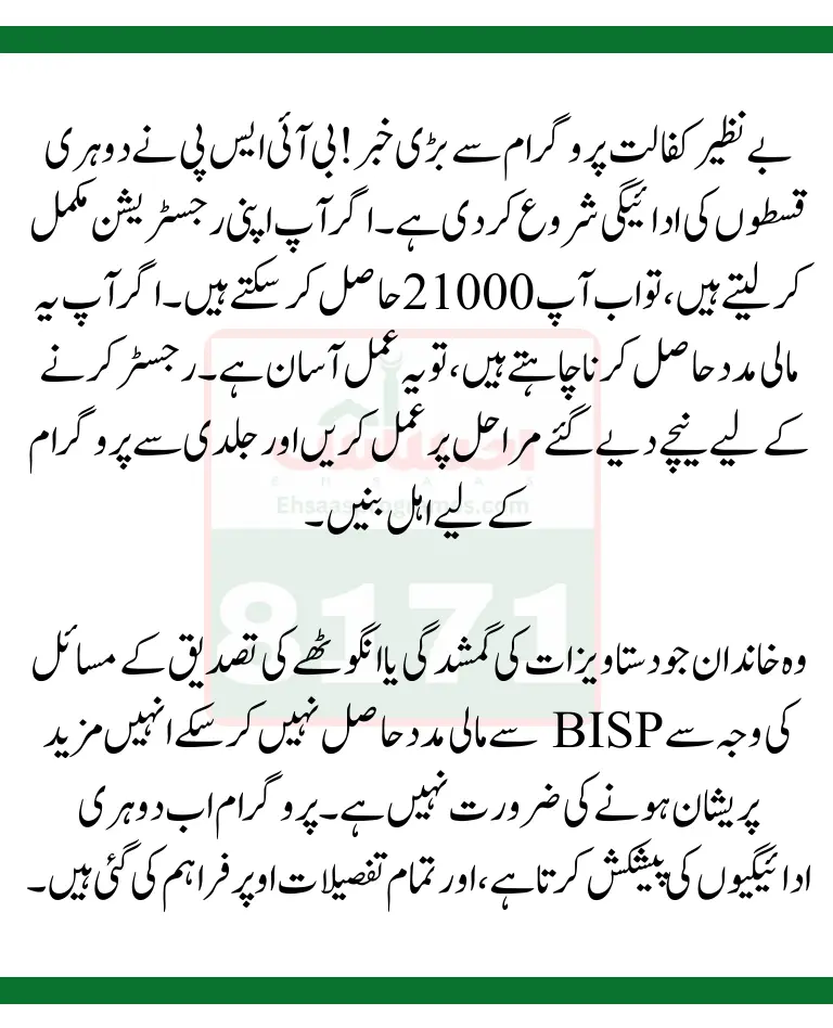 Benazir Kafaalat 21000 Registration Start